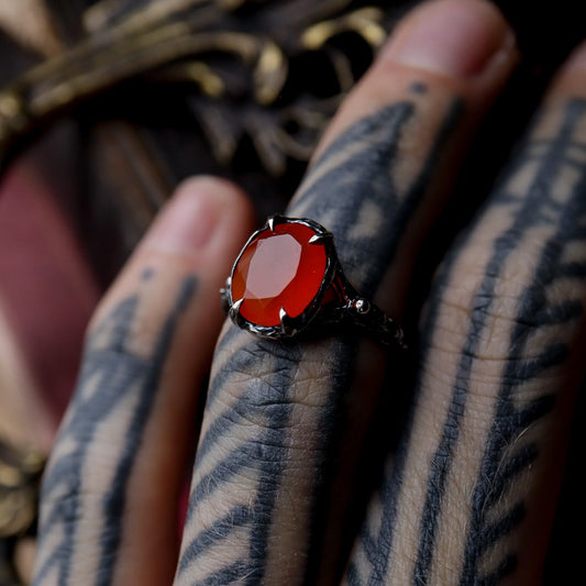 One-of-a-kind silver ring with natural carnelian, handmade by OD.Jewels